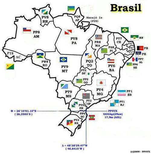 Mapa de Prefixos Radioamador